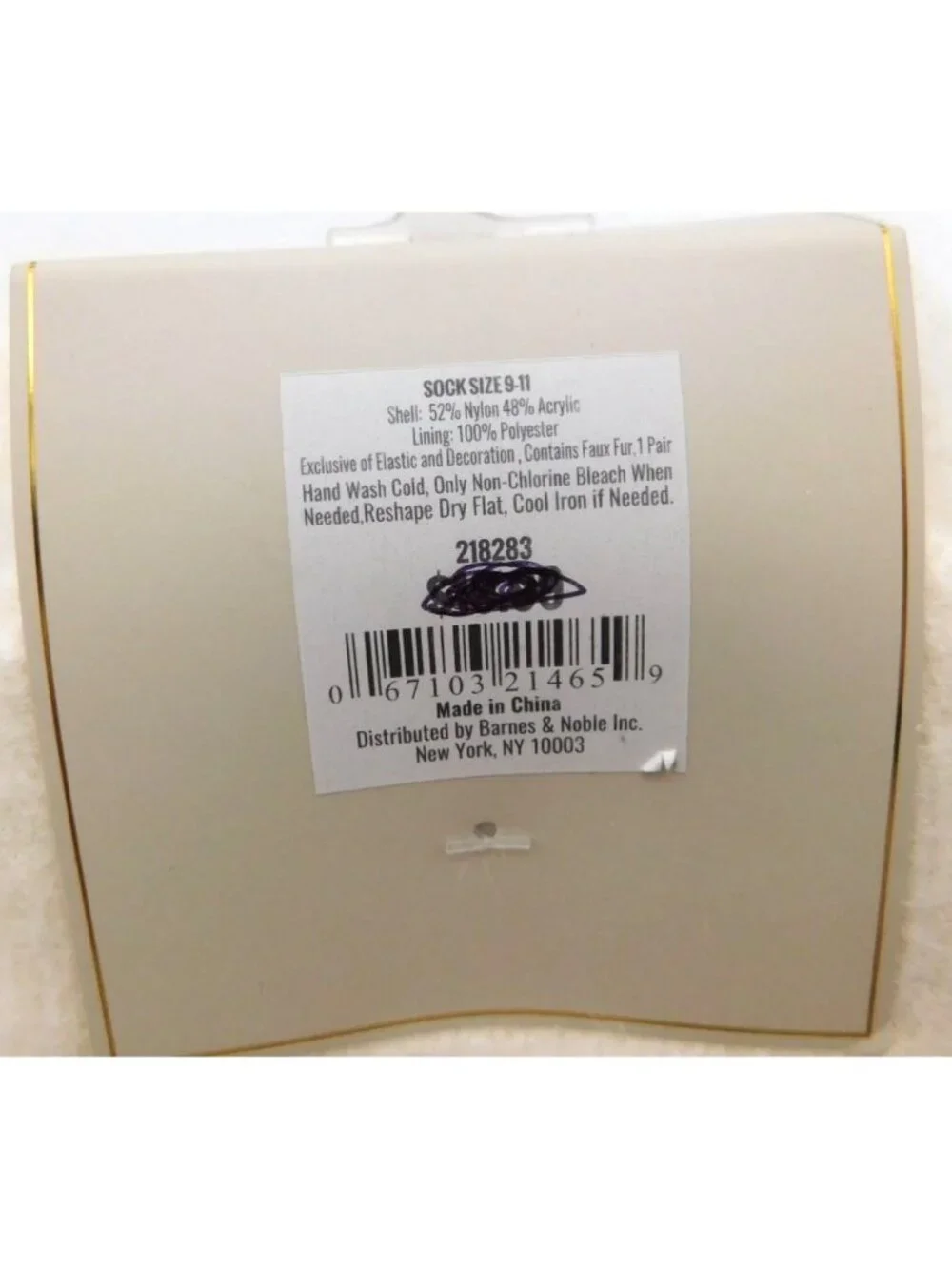Barnes & Noble Reading Socks With Faux Sherpa Lining Polar Bear Size 9 - 11